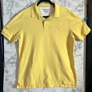 Men's Nautica Performance Deck Shirt Size Medium Yellow Short Sleeve Pr…‎